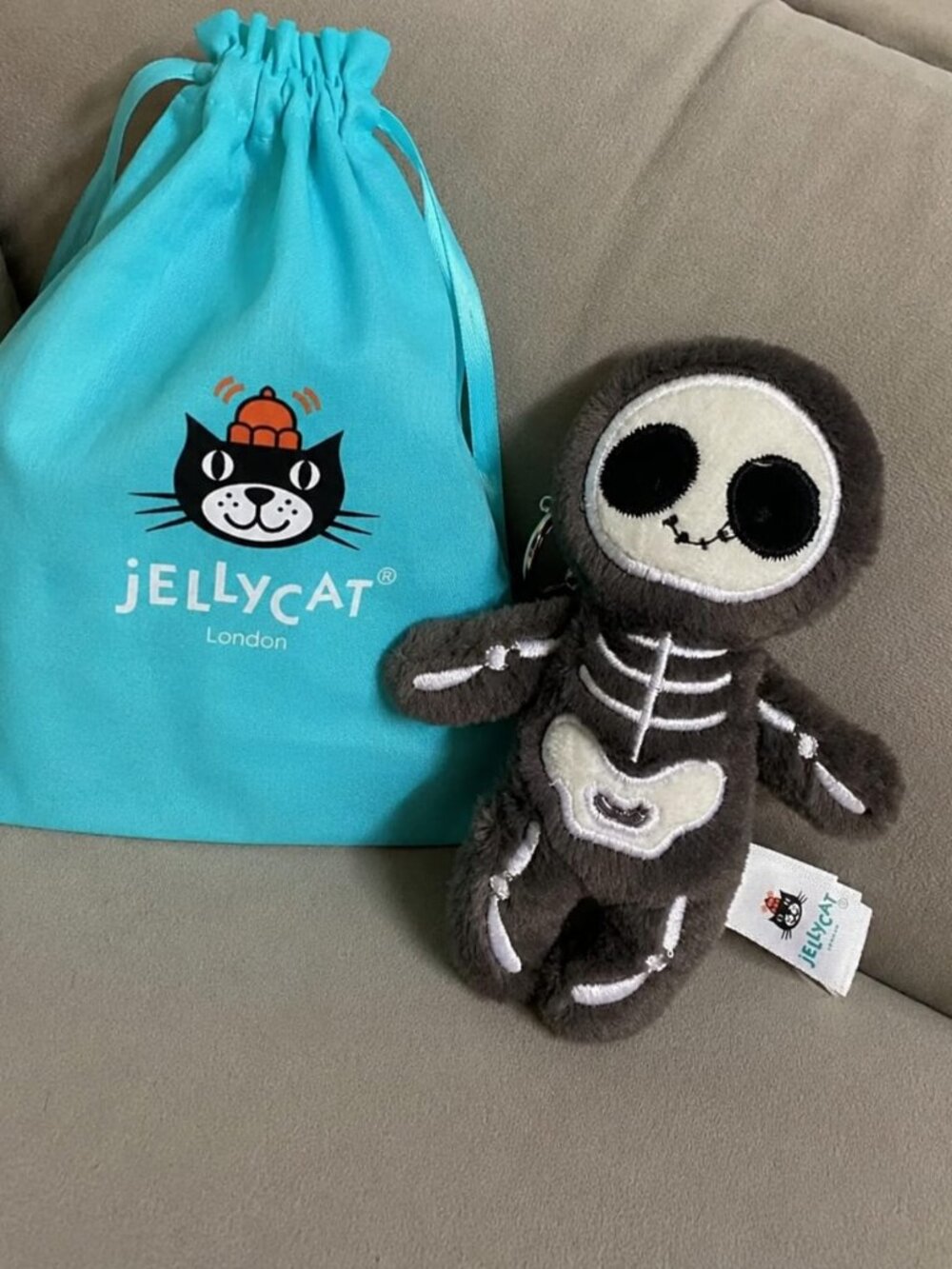 Jellycat Skeleton Bat keychain Soft Spooky Cute Mini Gothic Halloween Gift